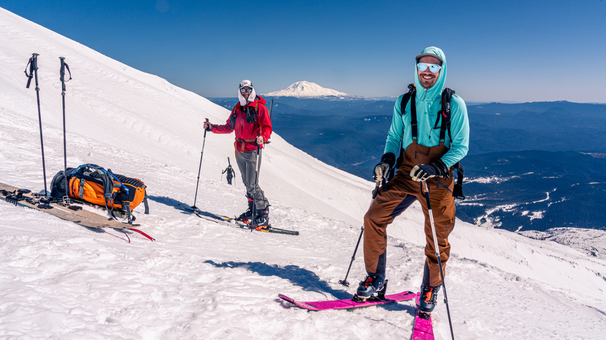 Touring up Mt. St. Helens with Mt. Adams in the background. Brian's wearing his favorite (goofiest) hat.